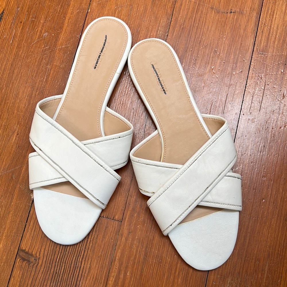 k crew leather ivory sandals nwt
